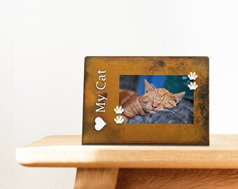 Pet Parent Gift Love My Cat Magnetic Picture Frame, Magnetic Board and Magnet Set, Adopt a Pet Metal Art Cat Lovers Memo Board Photo Gift