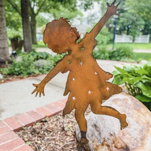 Rusty Metal Girl Dancer Garden Stake, Outdoor Fairy Garden Sculpture ...