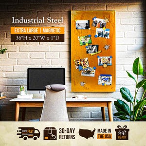 Extra Large Rustic Magnet Board - Farmhouse Memo Board, Rustic Magnetic Board, Primitive Metal Decor | Modern Magnetic Memo Board Metal Memo
