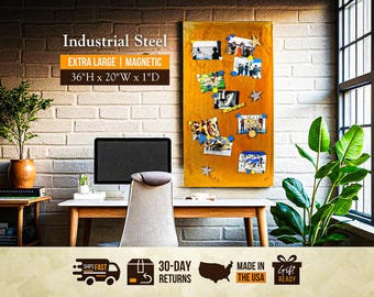 Extra Large Rustic Magnet Board - Farmhouse Memo Board, Rustic Magnetic Board, Primitive Metal Decor | Modern Magnetic Memo Board Metal Memo