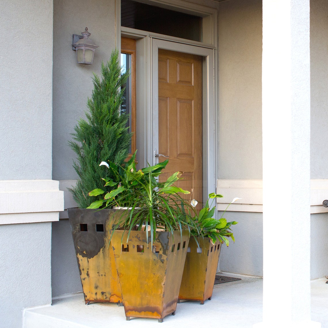 Large Rustic Metal Planter Outdoor Aesthetic Garden | Etsy