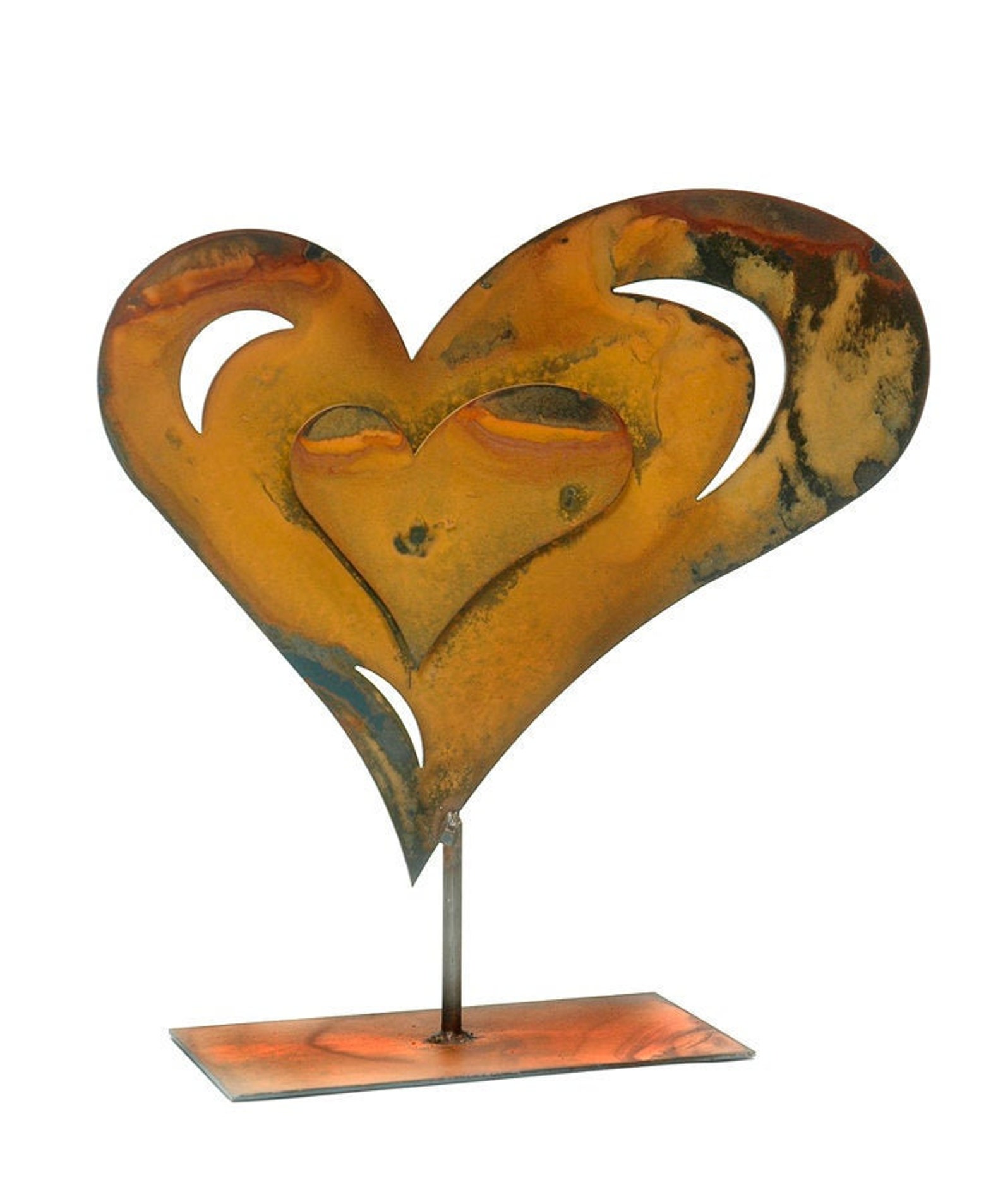 Bronze Heart Art Metal Valentines Day Decor Rustic 3D Metal Etsy