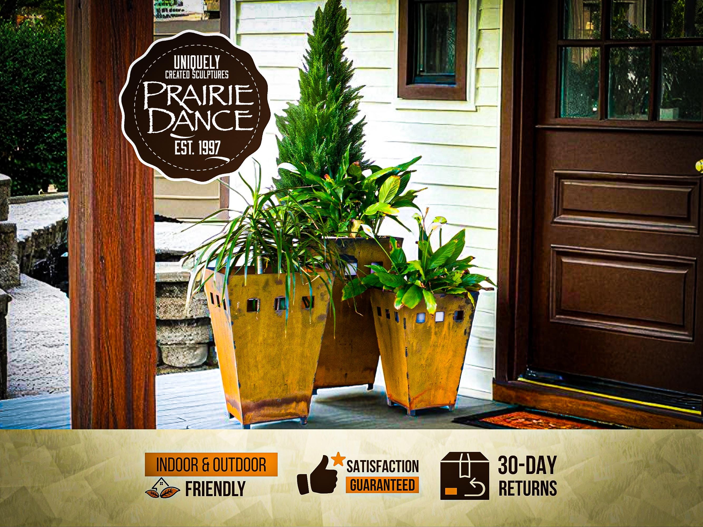 Macetero rústico grande de metal, jardinera metálica para exterior,  jardinera alta de cobre para jardín, jardinera rústica moderna para patio,  maceta para porche delantero - Etsy México, image size:2667x2000