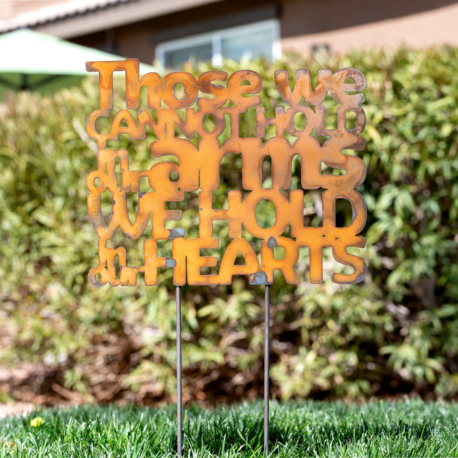 Metal Yard Art Garden Decor Stakes Rustic Metal Quote Outdoor Etsy