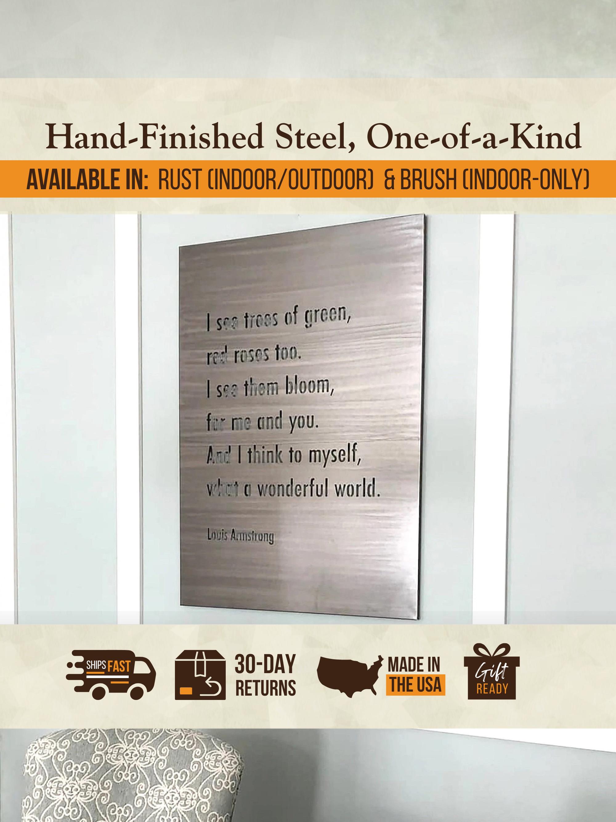 Targa In Metallo Vintage 20x30 Cm 'What A Wonderful World' - Decorazione Da Parete Con Frasi Ispiratrici Per Casa, Bar, Garage, Man Cave
