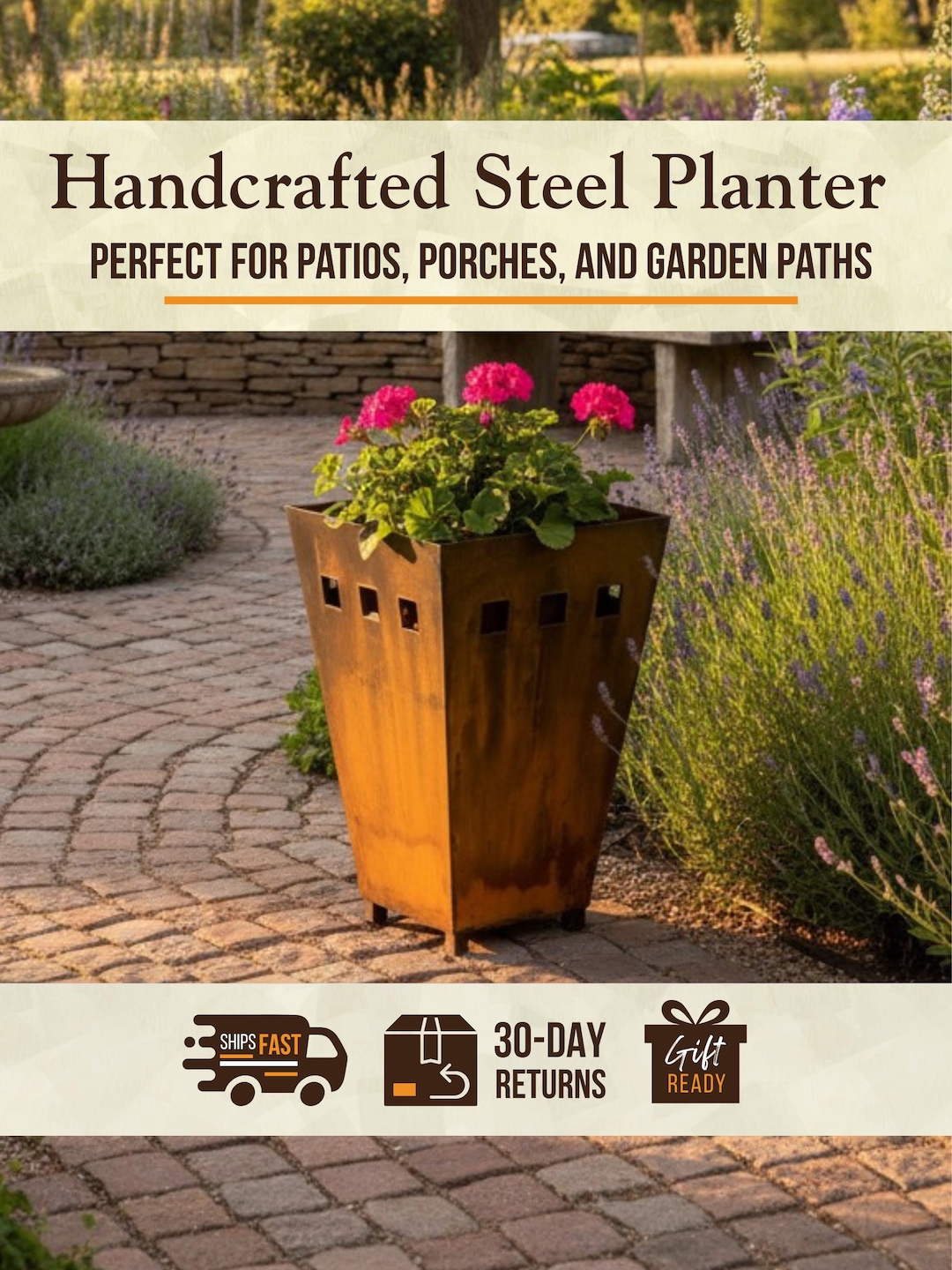 Maceta metálica mediana para exteriores con drenaje, maceta rústica para  patio o porche, escultura decorativa de acero para jardín, contenedor  moderno para plantas. - Etsy México, image size:1080x1440