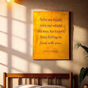 Elvis Presley Can't Help Falling In Love with You Metal Wall Art – Large Romantic Lyric Sign, Classic Rock Wall Decor, Valentine's Day Gift