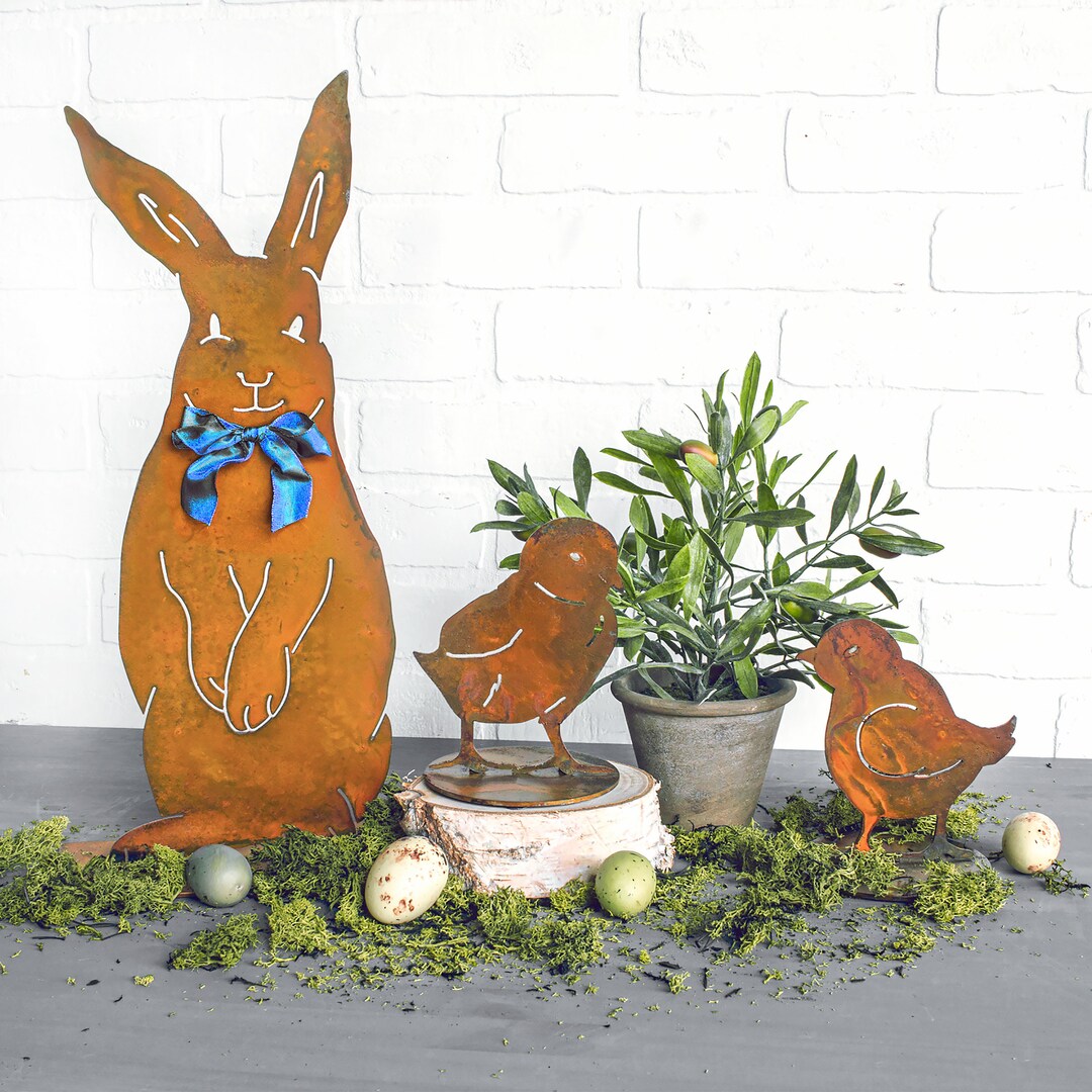 Industrial Metal Bunny Farmhouse Home Decor, Easter Bunny Rabbit ...