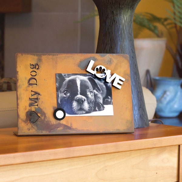 Love My Dog Magnetic Picture Frame Set, Dog Picture Frame Teen Girl Room Decor, Unique Dog Themed Gifts, Cute Desk Accessories for Dog Mom