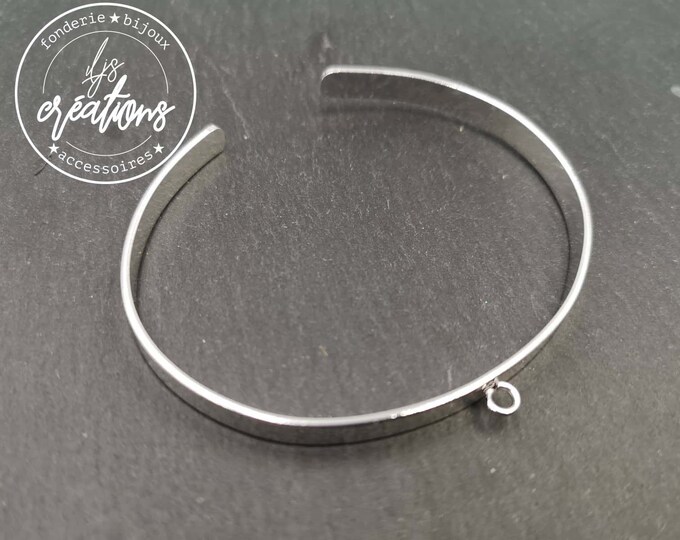 5x1mm ribbon bracelet with 1 ring - Silver finish brass