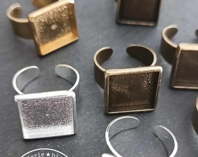 Findings for jewelry - ring, earrings, connector or pendant - square 15x15x2mm - Model and finish of your choice - Made in France