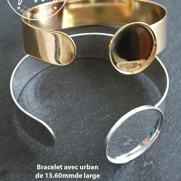 Bracelet ruban 13,60mm et cuvette au choix - Laiton finition argent 925 - Sur commande