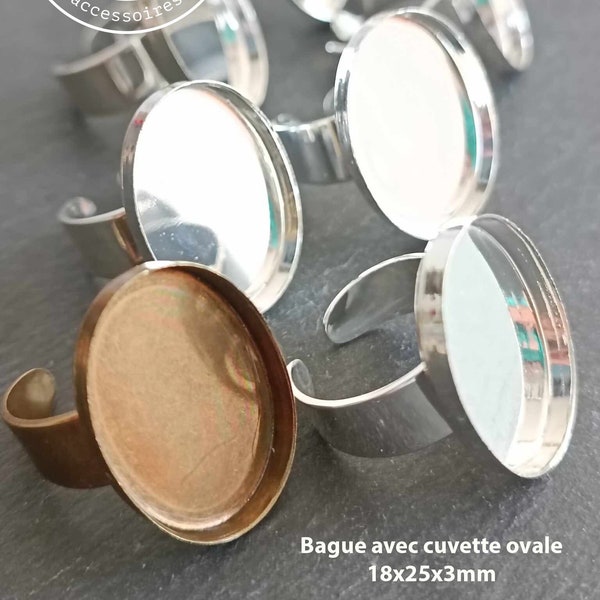 Support bague ovale 18x25x3mm en laiton - différentes finitions possibles - Sur commande / Nouveau stock