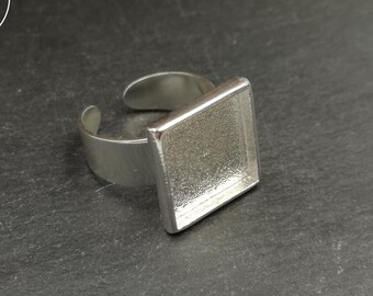 Square ring 15x15x2mm - tinplate silver finish 925