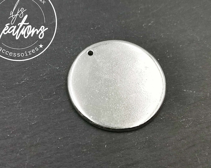 Raw tin medal to be engraved or struck with punch - to embellish your creations - Round 1 or 2 holes - 35x2mm