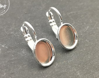 Earrings with sleepers - oval - 8x10x1.5mm - brass silver finish 925 - Made in France