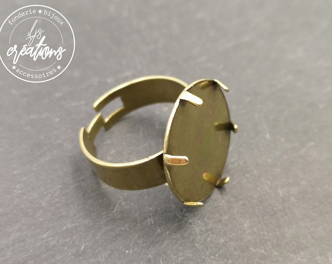 End of stock - Round ring for cabochon - 19mm brass finish