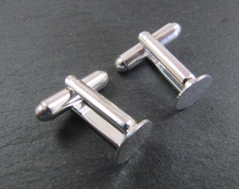 Cufflinks with round top ø9mm - Brass with 925 Silver finish