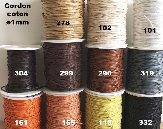 1m of waxed cotton cord ø1mm - color of your choice