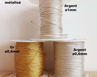 5m of braided gold metallized cord - size and color of your choice ø1/ 0.6mm