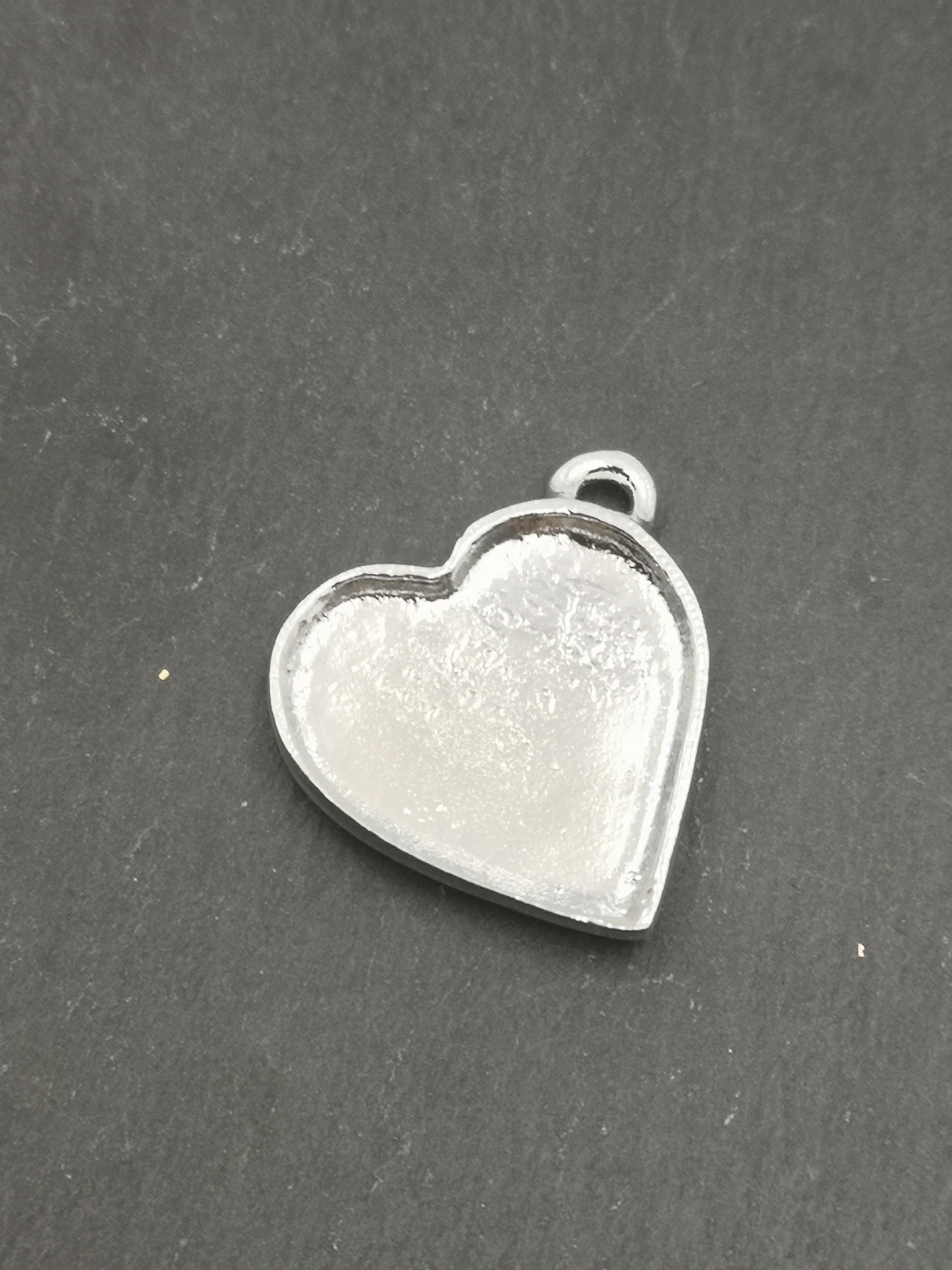 25x28x2mm finish white iron heart pendant 925 sterling silver