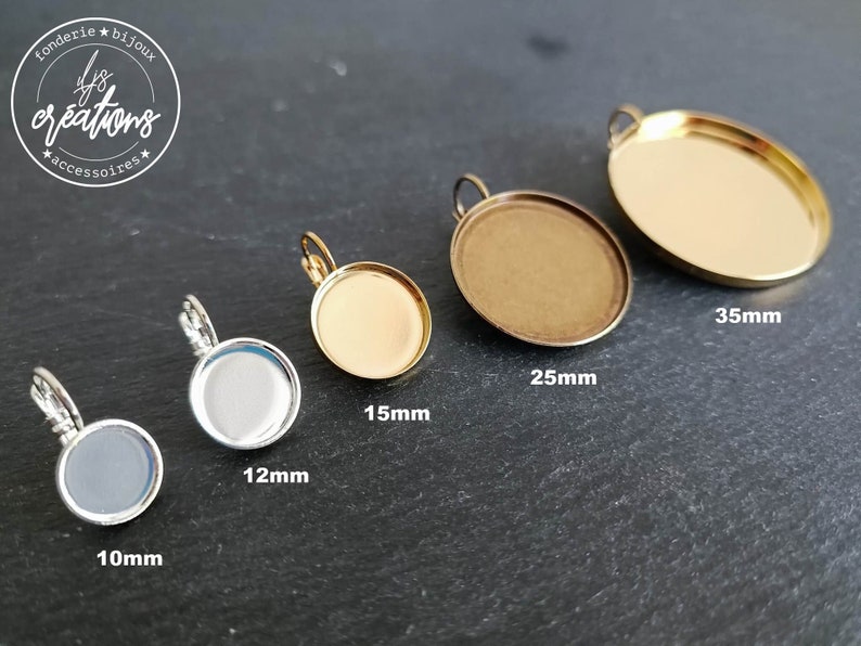 Boucles d'oreilles avec cuvette ronde dormeuses taille et finition au choix image 2