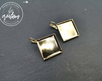Earrings with 15x15x1.5mm sleepers - gold finish brass
