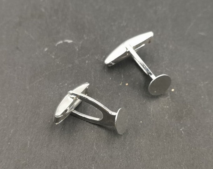 Cufflinks with round top ø7.5mm - Brass with 925 Silver finish