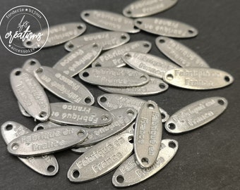 Etiquette / raw tin tags "Made in France" to embellish your creations - Oval 8x22mm