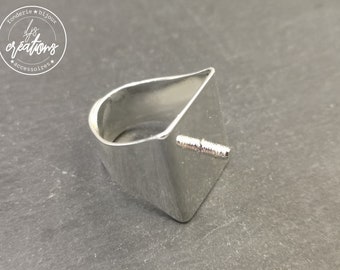 Support ring head with screw of 5x2.5mm in brass finish silver 925