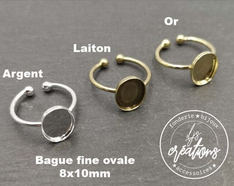 Support ring thin oval 8x10x1,5mm brass - Size S - different finishes to choose from