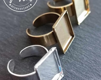 Rectangle ring 12x17x2mm in brass with different finishes to choose from - Made in France