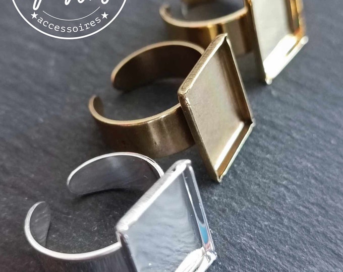 Rectangle ring 12x17x2mm in brass with different finishes to choose from - Made in France