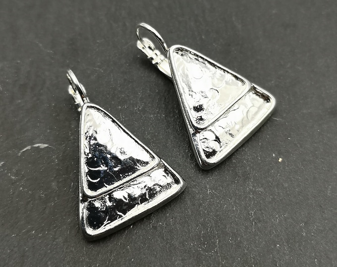 Made in France - Triangle earrings 20x23X1mm with sleepers - tinplate/brass silver finish 925