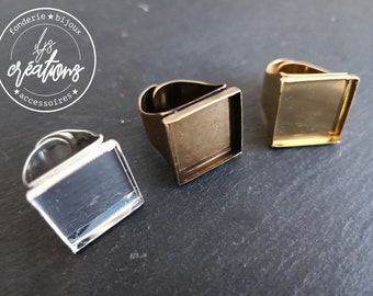 Signet ring with square cup 19x19x2.5mm - choice of finish