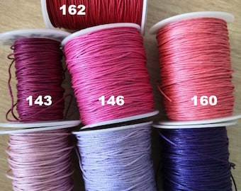 Fin de bobine - cordon coton ciré ø1mm - différentes couleurs et longueurs selon stock