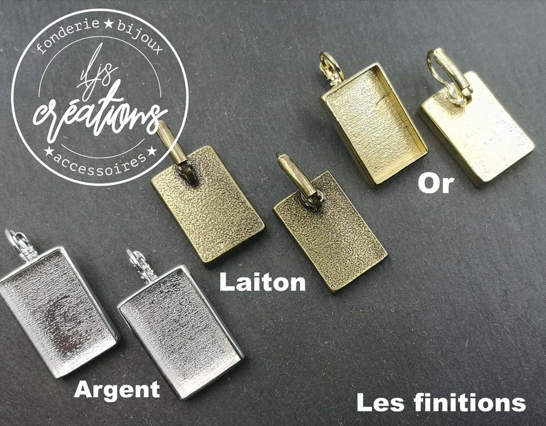 Support bijoux à personnaliser Collection rectangle 13x22x4mm Modèle et finition au choix image 2