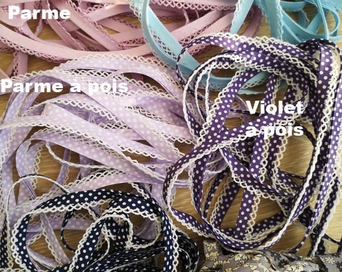 End of stock - 1m of bias folded froufrou 8mm - color of your choice
