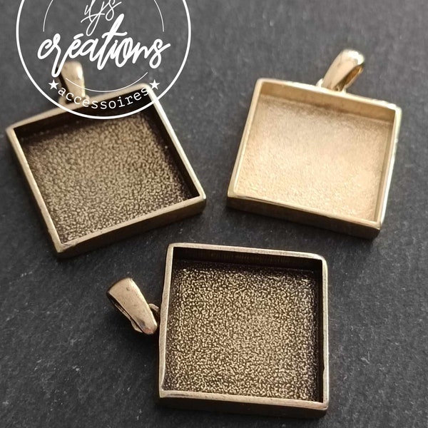 Support pour bijoux à personnaliser - Carré 24x24mm et cuvette de 22x22x4mm - Modèle et finition au choix - Made in France