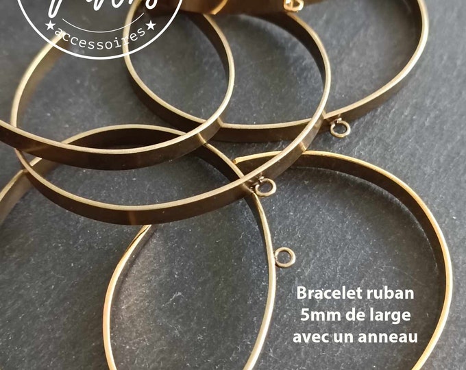 5x1mm ribbon bracelet with 1 ring - finish of your choice