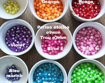 Set of 10 pearls - ø9mm stars - color of your choice