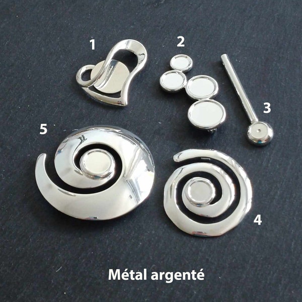 Apprêts pour bijoux - Support pendentif au choix - Métal argenté