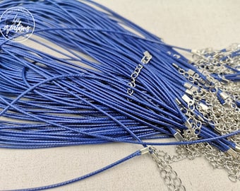 1 necklace in cotton "navy blue" 2mm