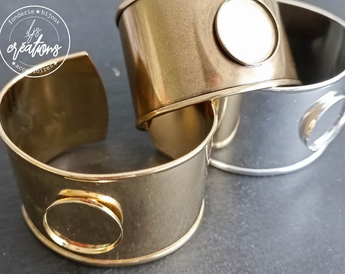 Support for 37mm wide cuff bracelet with ø20mm bowl - 925 silver finish brass