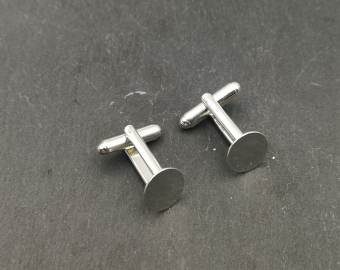 Cufflinks with round plate ø11mm - Brass 925 Silver finish