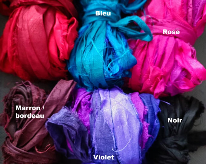 Recycled sari silk ribbon x1m - color of your choice