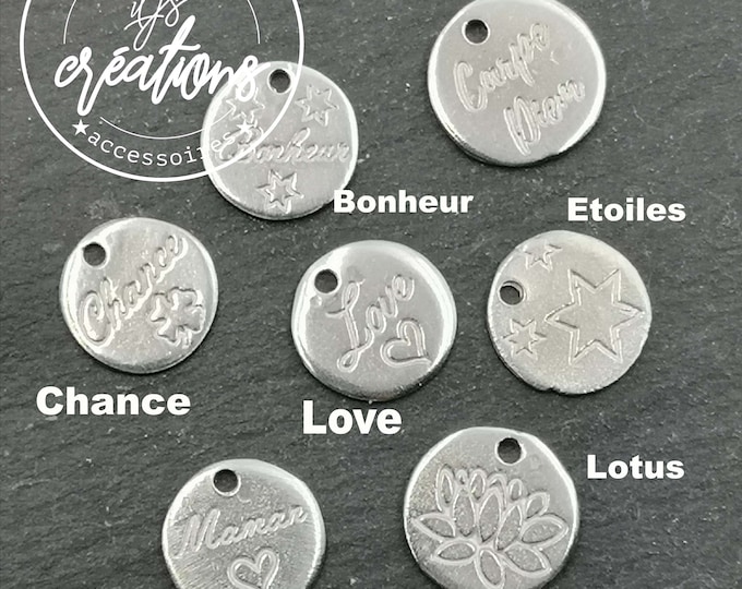 Message medal - ø10/12mm - text, finish of your choice - made in France