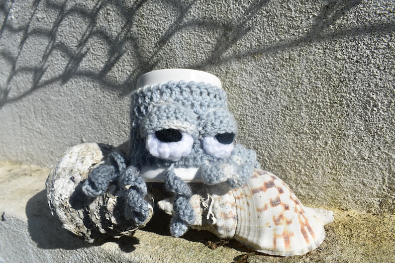 Cute Octopus Knit Tea Mug Cozy, Handmade Nautical Cup Sleeve, Mug