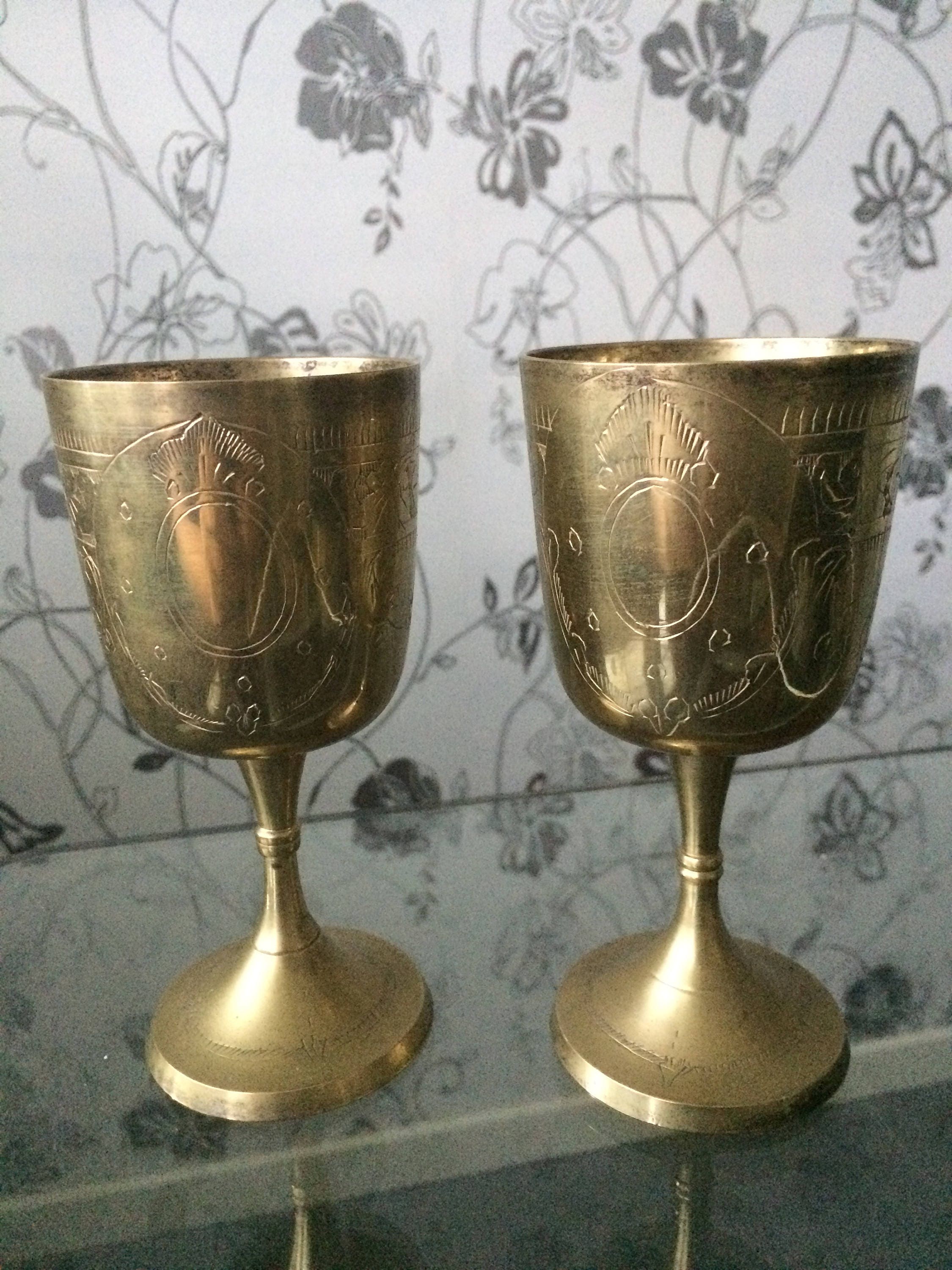 Vintage Set of 2 Metal Glass Sweden