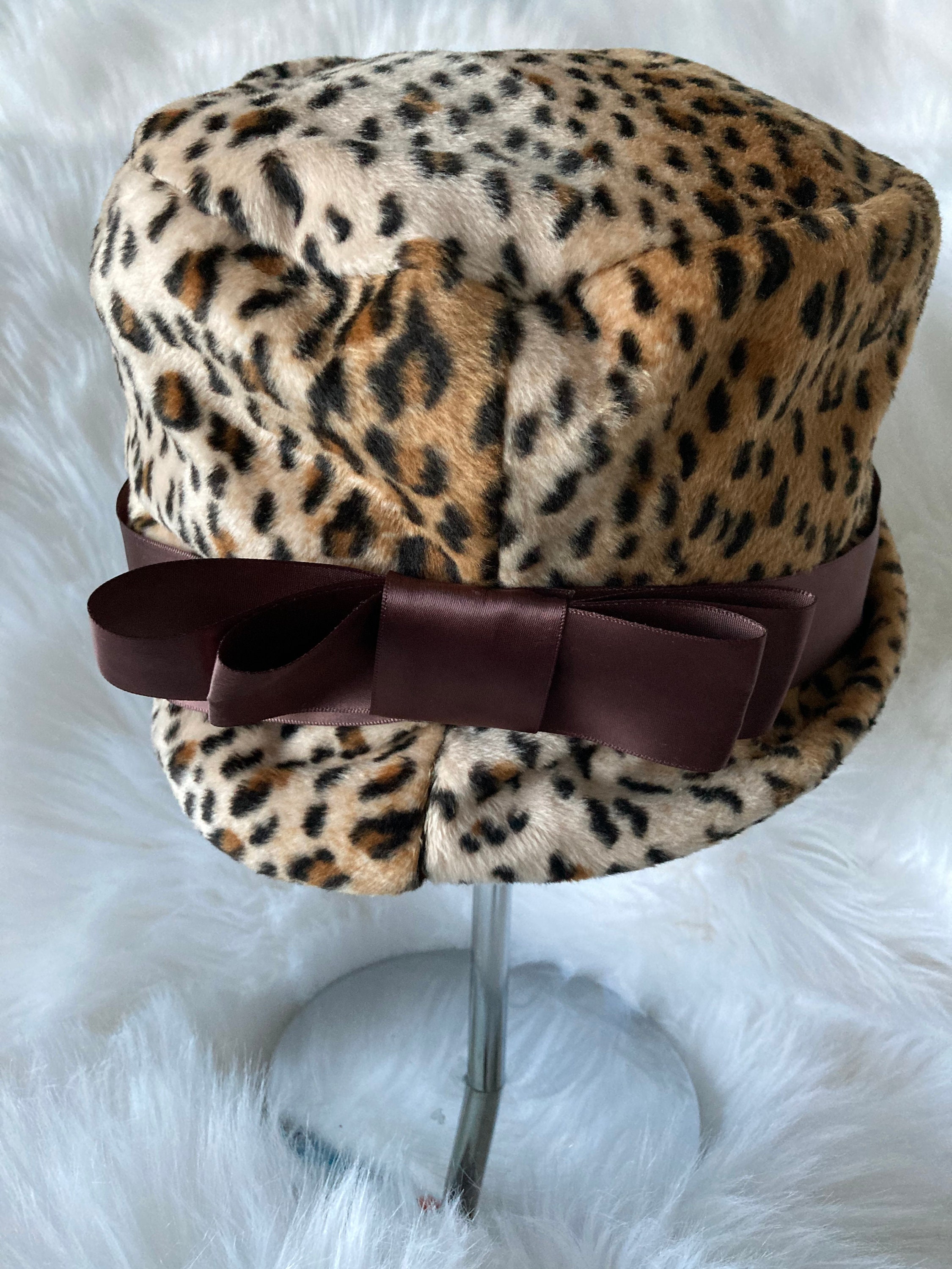 Retro leopard print hat fashion 60s Ladies hat Leopard Etsy
